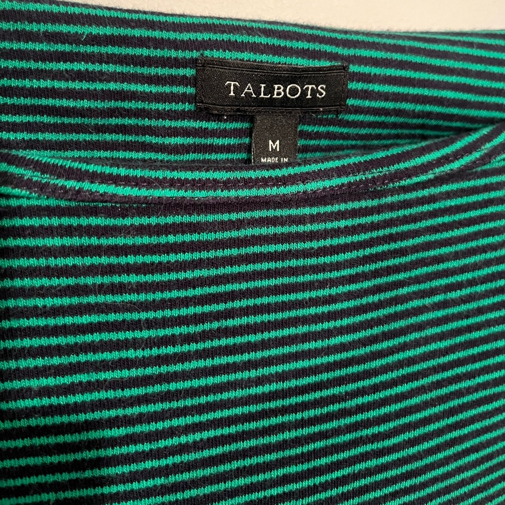 Talbots Green Striped 3/4 Sleeve Dress - Picture 3 of 6